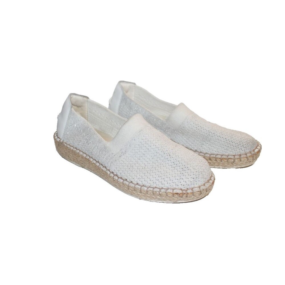 Cole Haan Pinch Maine Espadrilles Women 7B White with Silver Knit Slip On
